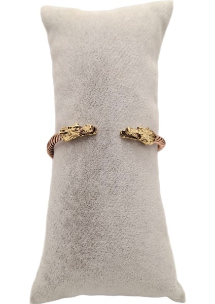 Bakır Ejderha Başlı Burgu Model Bileklik, Şık ve Özgün Tasarım.