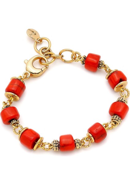 Şık Mercan Doğaltaş Altın Kaplama Bilezik, Zarif ve Doğal Takı Seçeneği