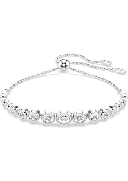 Şık Beyaz Yuvarlak Kesim Bileklik, Rodyum Kaplama, Modern Takı Tasarımı