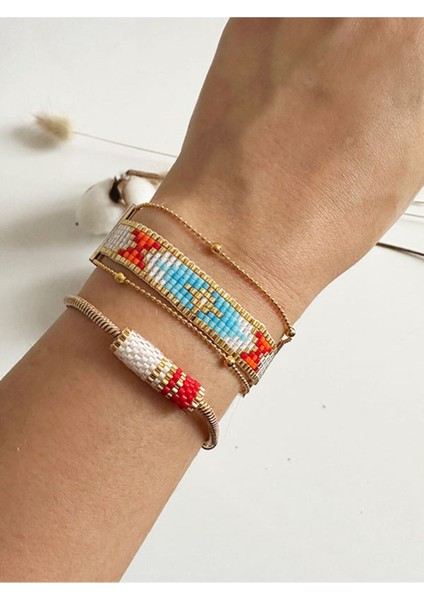 Mavi Miyuki Bileklik Seti, Ayarlanabilir, Şık ve Renkli Takı Seçeneği