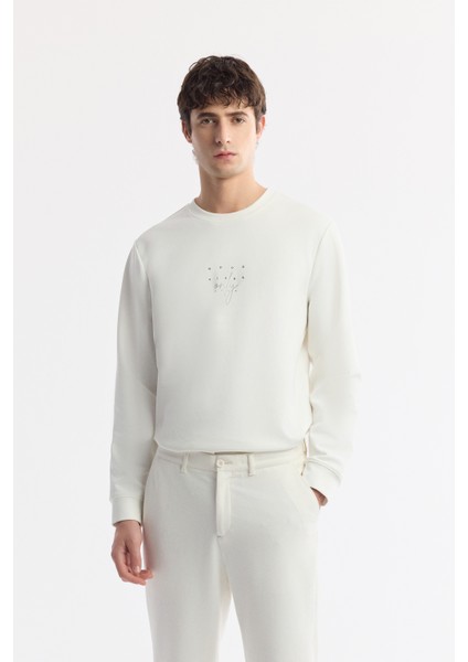 Erkek Beyaz Carrot Fit Klasik Bel Pamuklu Jersey Pantolon A51y3013