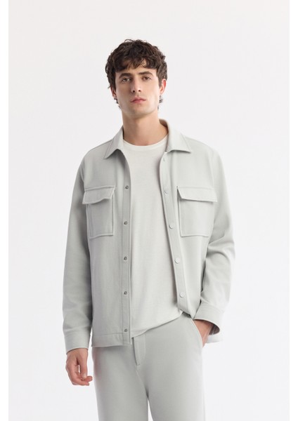 Erkek Açık Gri Klasik Bel Pamuklu Jersey Carrot Fit Pantolon A51Y3013