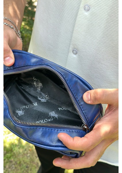 Lacivert Erkek Set: El Çantası, Cüzdan, Kemer ve Kartlık Kombini