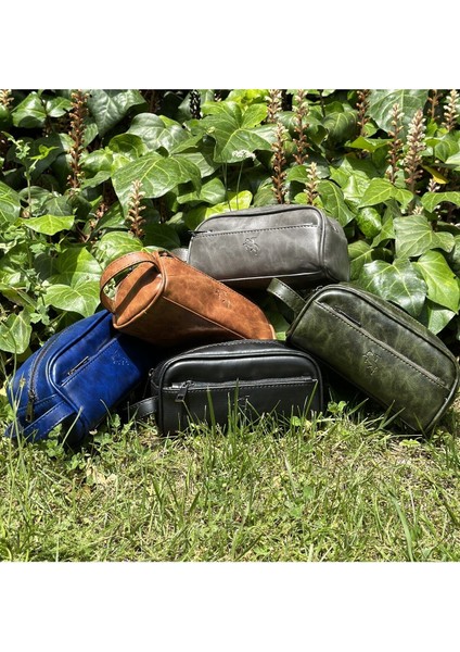 Lacivert Erkek Set: El Çantası, Cüzdan, Kemer ve Kartlık Kombini