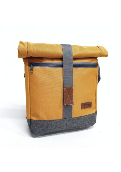 13-14 Inç Dikey Postacı Çantası, Günlük ve Okul Için Rulo Tasarım Sarı