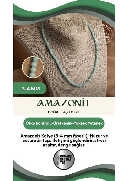 Doğal Amazonit Taşlı, Fasetli, Renkli Kolye, Zarif Takı Parçası