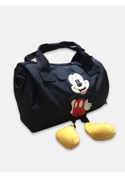Sevimli Mickey Mouse Desenli Şık Siyah Çocuk Çantası