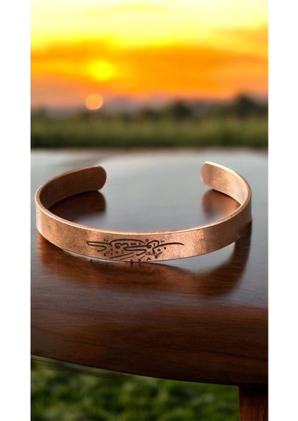 El Işlemeli Saf Bakır Bileklik, Ayetli ve Zarif Tasarım