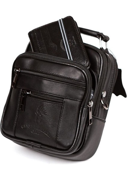 Küçük Hakiki Deri Erkek El ve Omuz Çantası Siyah 15X18CM indirimleri