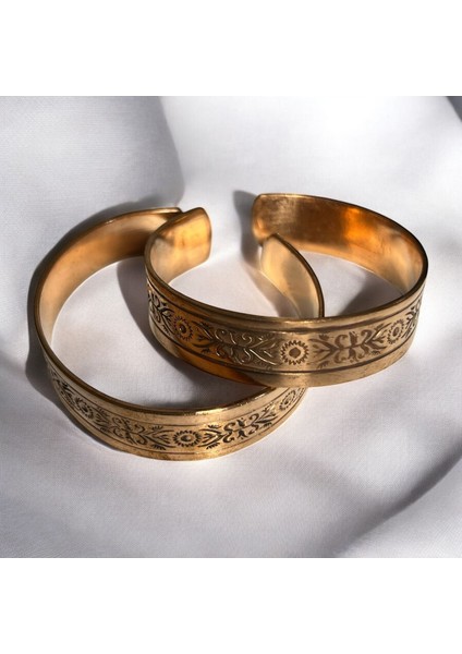 El Işlemesi Çiçekli Ham Bakır Bileklik Seti, 2'li Sağlık ve Şıklık Bilekliği fiyatları