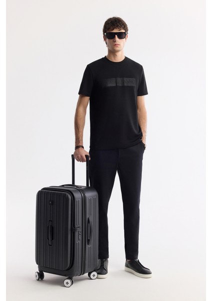 Erkek Siyah Bisiklet Yaka Baskılı Bi-Stretch İnterlok Regular Fit T-Shirt A51Y1021 indirimleri