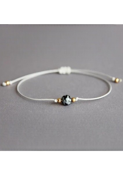 Renkli Obsidyen Doğal Taş El Işçiliği Bileklik, Pozitif Enerji ve Koruma