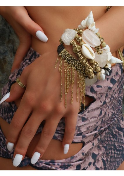 Şık Siyah Makrome Bileklik, Altın Kaplama, Zarif Takı Tasarımı fiyatları