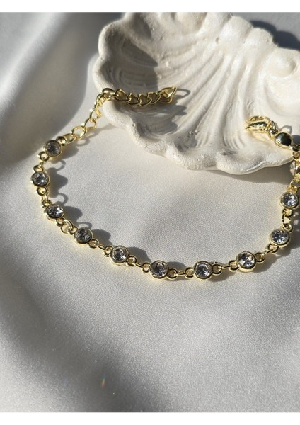 Zirkon Taşlı Su Yolu Bileklik, Şık ve Zarif Tasarım, Günlük Kullanıma Uygun Aksesuar.