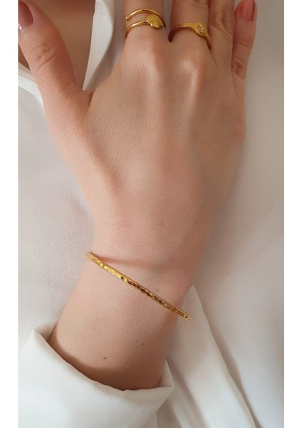 El Yapımı Kadın Bileklik, Ince Detaylı Altın Kaplama Şık Takı