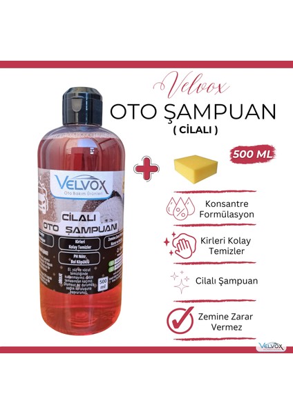 Cilalı Oto Şampuanı Oto Köpüğü 500 Ml + Sünger , Oto Köpük, Araç Şampuanı, Araç Köpüğü