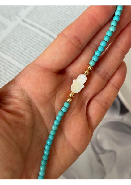 Doğal Turkuaz ve Sedef Taşlı El Figürlü Şık Bileklik fiyatları