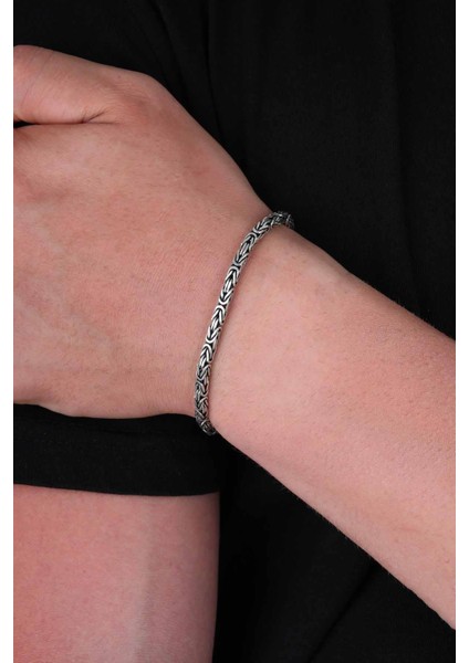 925 Ayar Gümüş 3 mm Kare Kral Erkek Bileklik modelleri