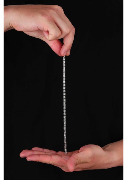 925 Ayar Gümüş 3 mm Kare Kral Erkek Bileklik indirimleri