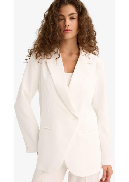 Fitted Ceket Yaka Tafta Krep Blazer Ceket F8035AX25AU