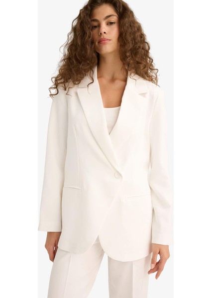 Fitted Ceket Yaka Tafta Krep Blazer Ceket F8035AX25AU modelleri