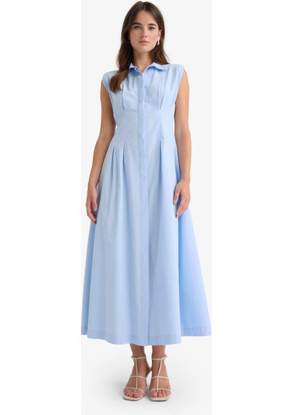 Flare Fit Poplin Kolsuz Midi Elbise F7301AX25AU fiyatları