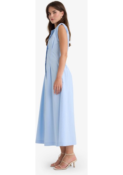 Flare Fit Poplin Kolsuz Midi Elbise F7301AX25AU modelleri