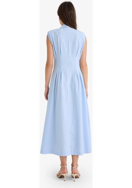 Flare Fit Poplin Kolsuz Midi Elbise F7301AX25AU