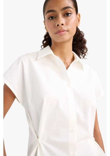 Fitted Poplin Kısa Kollu Gömlek modelleri