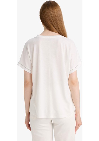 V Yaka Kısa Kollu Tişört F8191AX25HS