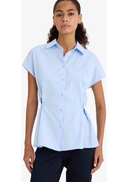 Fitted Poplin Kısa Kollu Gömlek modelleri