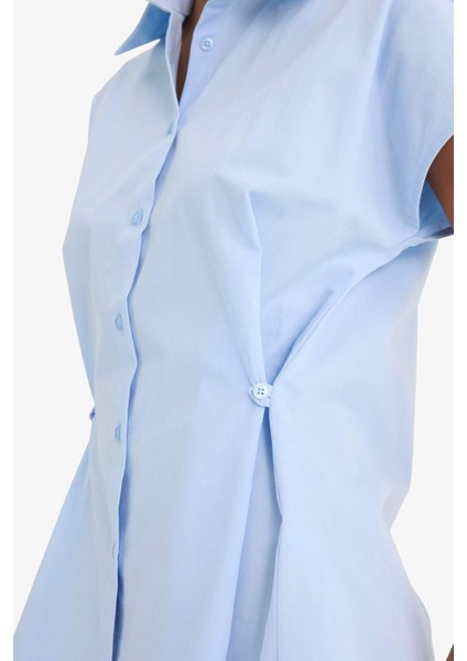 Fitted Poplin Kısa Kollu Gömlek