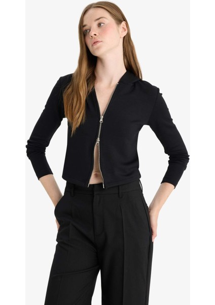 Slim Fit Dar Kesim Kapüşonlu Modal Fermuarlı Sweatshirt F7651AX25AU modelleri