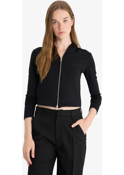 Slim Fit Dar Kesim Kapüşonlu Modal Fermuarlı Sweatshirt F7651AX25AU fırsatları