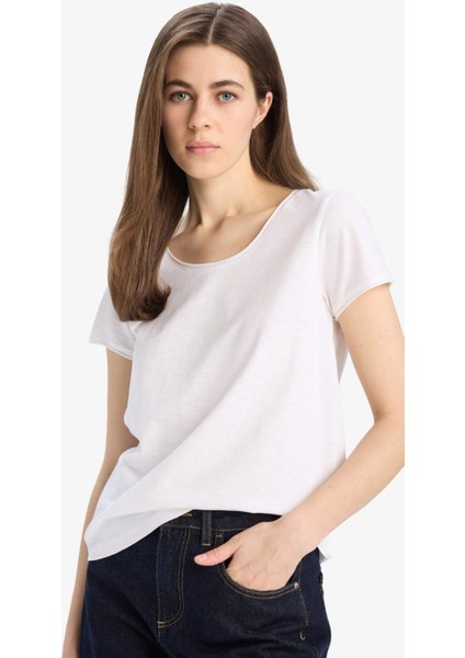 Regular Fit Bisiklet Yaka Basic Düz Kısa Kollu Tişört