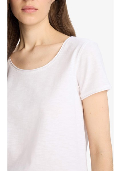 Regular Fit Bisiklet Yaka Basic Düz Kısa Kollu Tişört modelleri