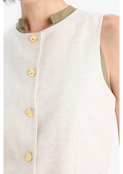 Fitted Bisiklet Yaka Düğmeli Yelek F6814AX25AU indirimleri