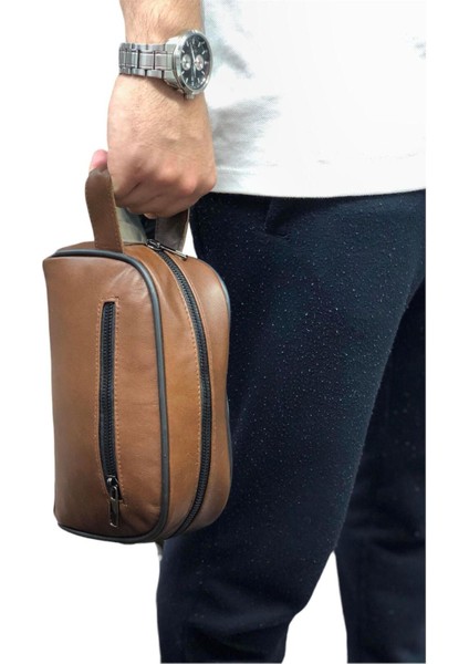 Kahverengi Hakiki Deri El Çantası, Şık ve Zarif Tasarım