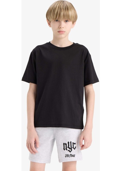 Erkek Çocuk Bisiklet Yaka Basic Düz Kısa Kollu Okul Tişörtü K1687A625AU modelleri