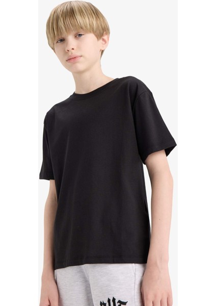 Erkek Çocuk Bisiklet Yaka Basic Düz Kısa Kollu Okul Tişörtü K1687A625AU fırsatları