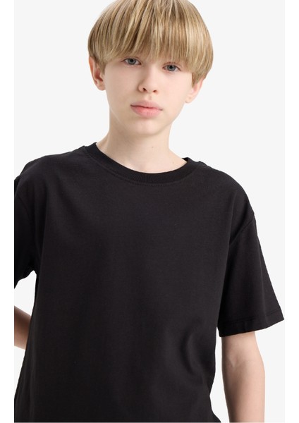 Erkek Çocuk Bisiklet Yaka Basic Düz Kısa Kollu Okul Tişörtü K1687A625AU indirimleri