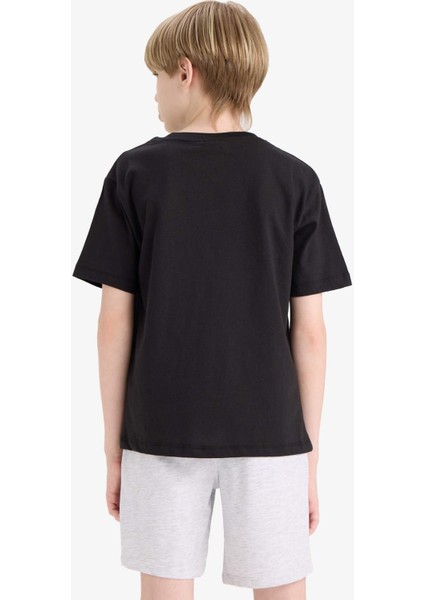 Erkek Çocuk Bisiklet Yaka Basic Düz Kısa Kollu Okul Tişörtü K1687A625AU