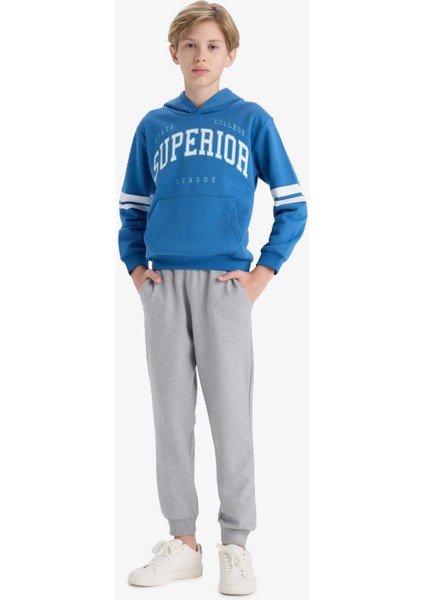 Erkek Çocuk 2'li Takım Baskılı Kapüşonlu Sweatshirt Eşofman Altı D3565A825AU