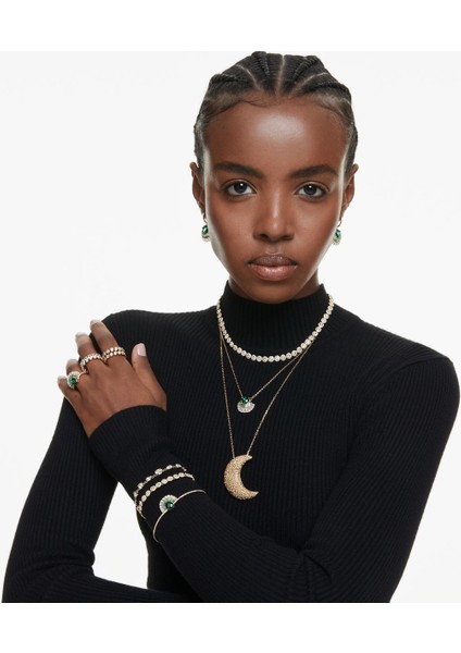 Beyaz ve Altın Kaplamalı, Yuvarlak Kesimli Şık Tenis Bileklik