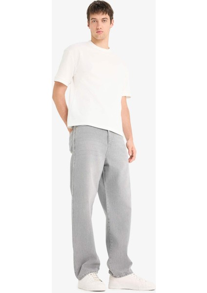 %100 Pamuk Baggy Fit Geniş Paça Jean Yıkamalı Pantolon F6670AX25SM fiyatları