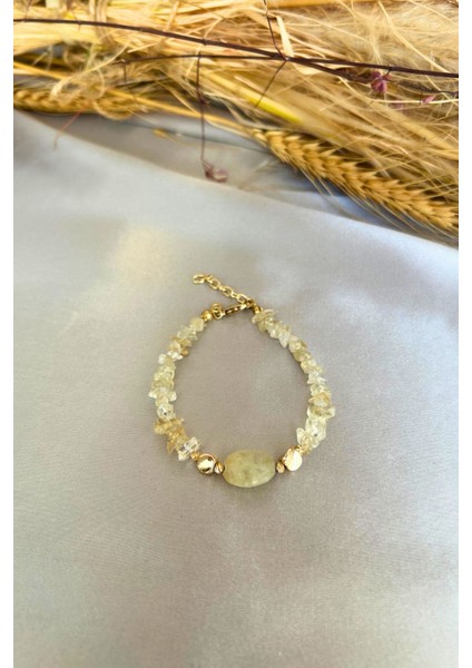 Doğal Sitrin Taşlı El Yapımı Kadın Bileklik, Parlak ve Şık Takı modelleri