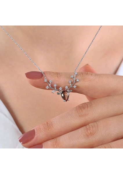 Damla Kesim Zultanit Taşlı Tasarım Gümüş Kolye