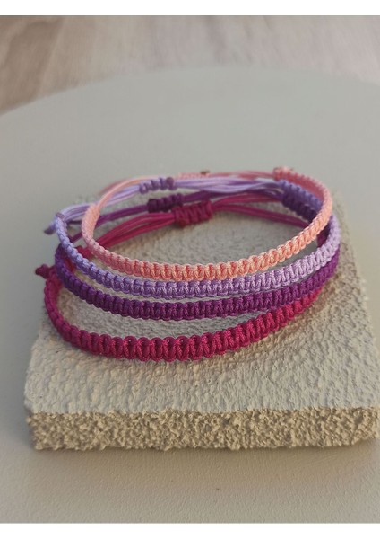 El Yapımı Makrome Bileklik Seti, 4 Renk, Unisex, Hediye Seçenekli