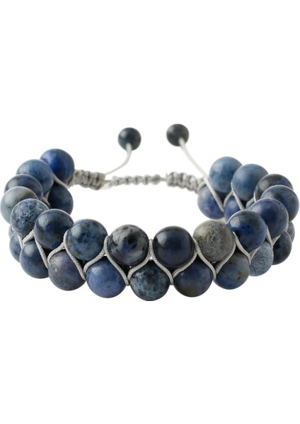 Lacivert 8mm Sodalit Çift Sıra Makrome Doğal Taş Bileklik fiyatları