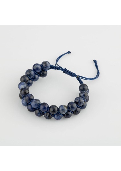 Lacivert 8mm Sodalit Çift Sıra Makrome Doğal Taş Bileklik fırsatları